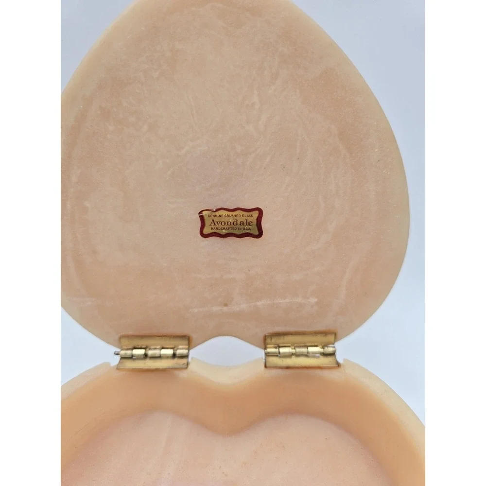 Vintage Avondale Trinket Jewelry Box Heart shape Pink Hinged